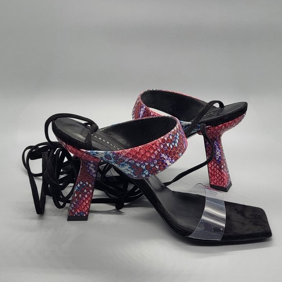Marcell von Berlin Python Embossed Plexi Strap Lace-Up Sandals - Picture 17 of 17